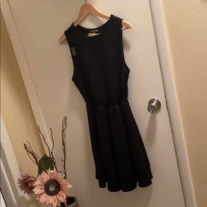 Black casual dress with sheer in front